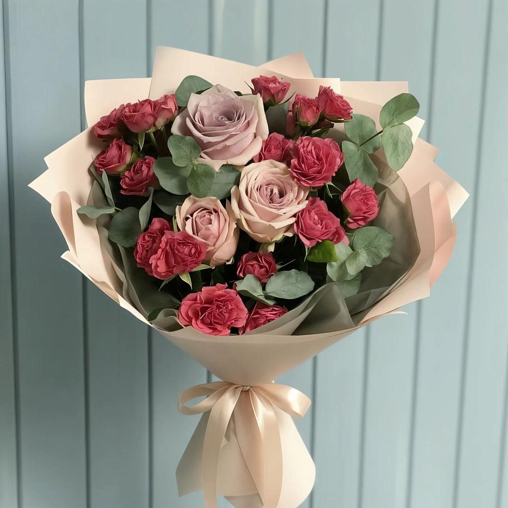 Букет цветов из: Гвоздики и Розы в Зюкайка