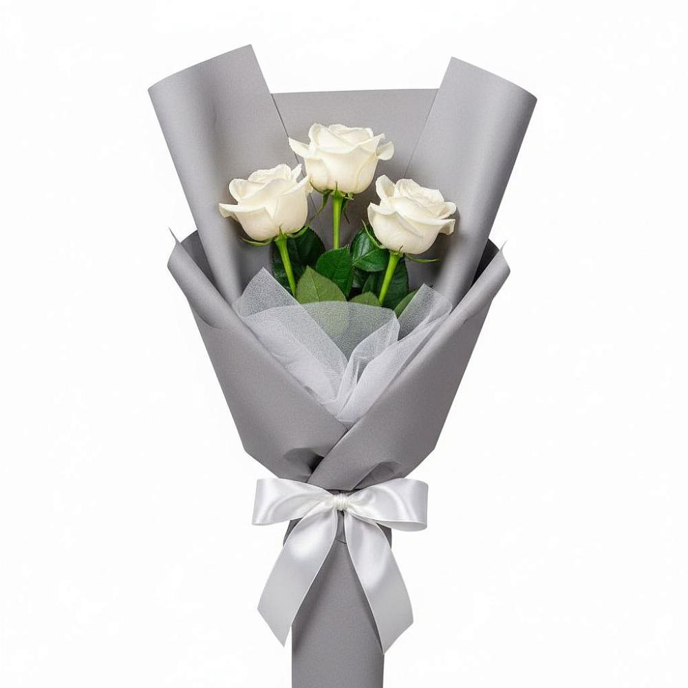 Букет 3 белые розы в Зюкайка