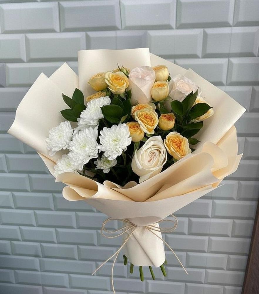 Букет цветов из: Розы и Хризантемы в Зюкайка
