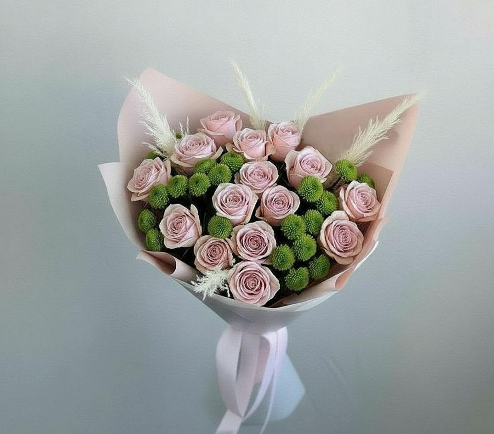 Букет цветов из: Розы и Хризантемы в Зюкайка