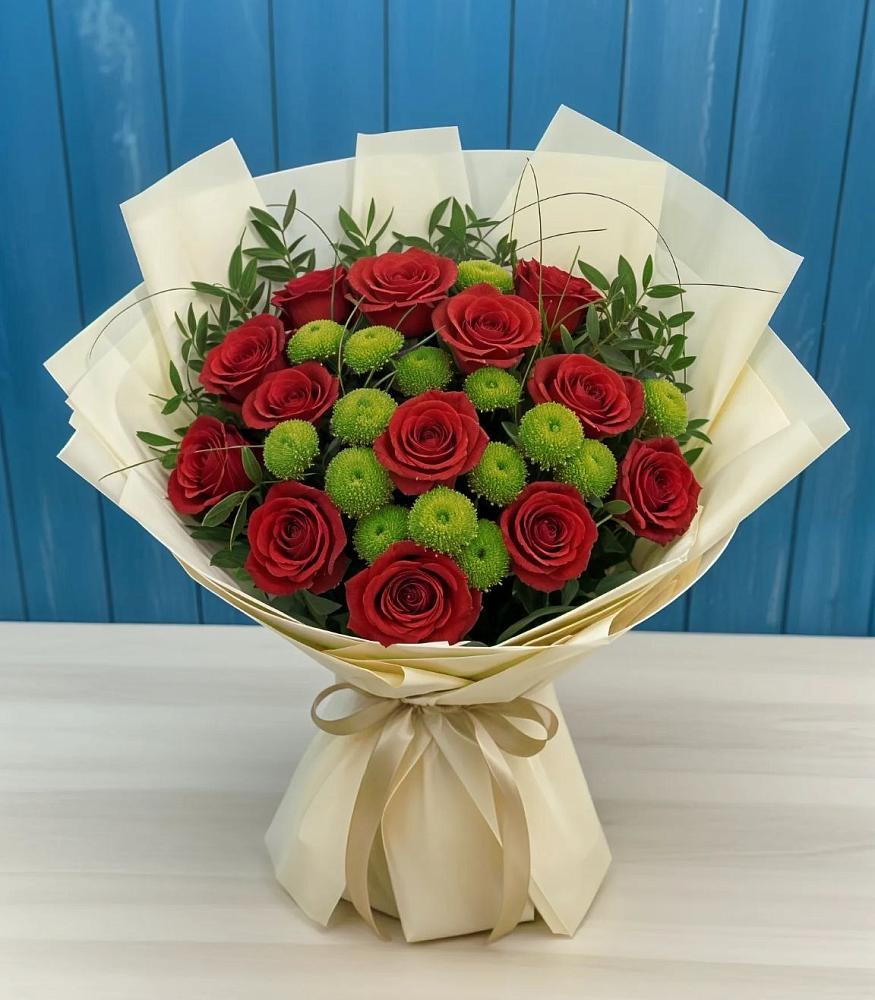 Букет цветов из: Розы и Хризантемы в Зюкайка